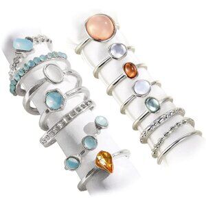 Elegant Stackable Bohemian Crystal Rings - 15-Piece Vintage Knuckle Ring Set